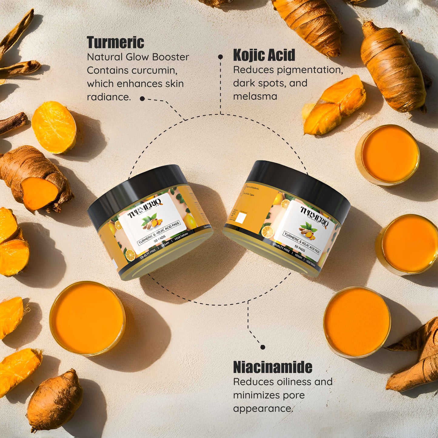Turmeric Kojic Acid Cleansing Pads (100 Pads)