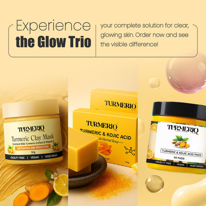 Turmeric & Kojic Brightening Trio: Dark Spot Removal & Radiant Skin Kit