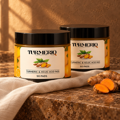 Two 50-pad jars of Turmeric and Kojic Acid cleansing pads, 100 pads total